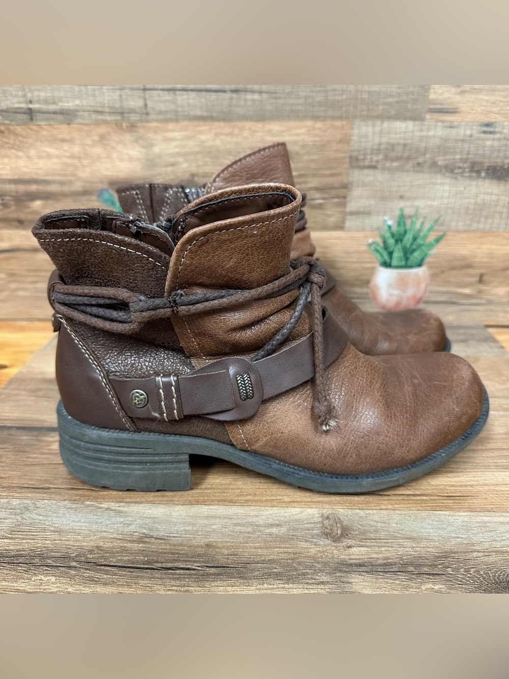 Earth Origins Women's Randi Radley Boot brown leather sz 7.5 steampunk western